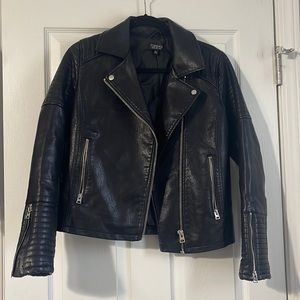 Top shop faux leather jacket with silver hardware